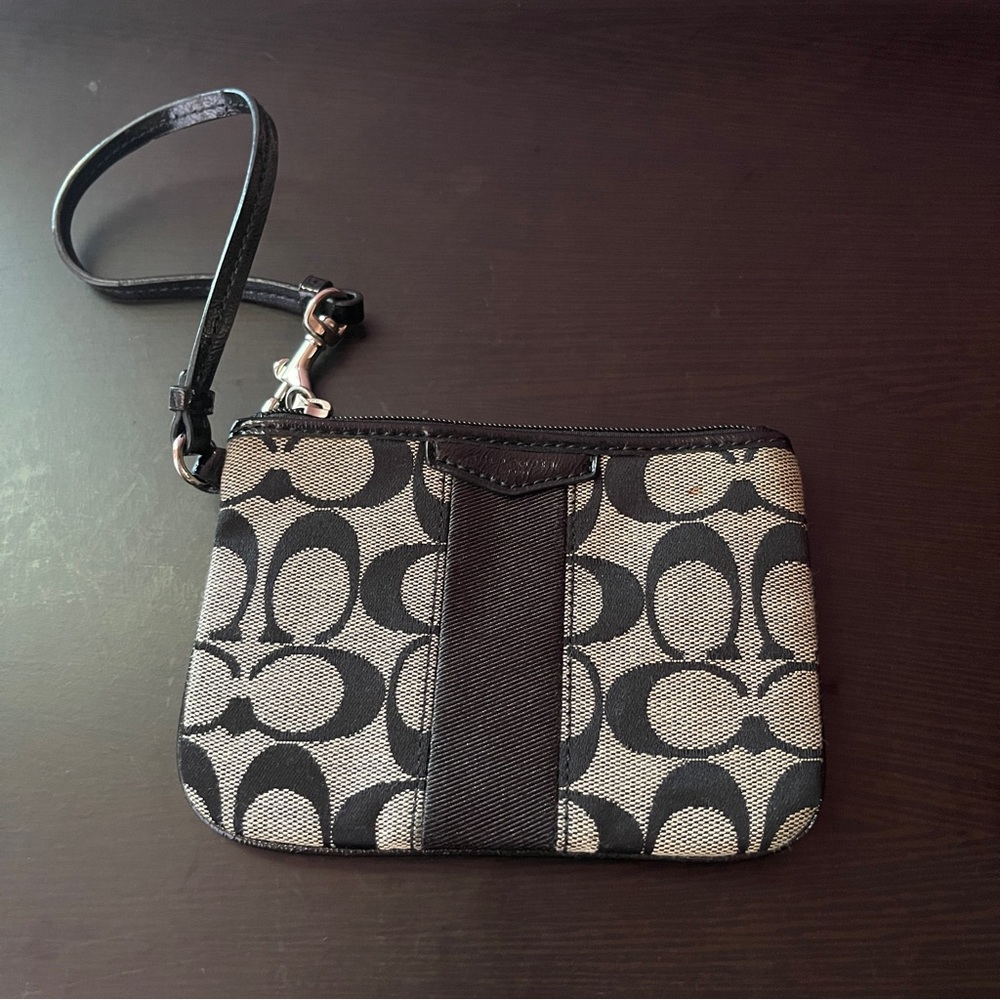 Coach Black Logo Wristlet